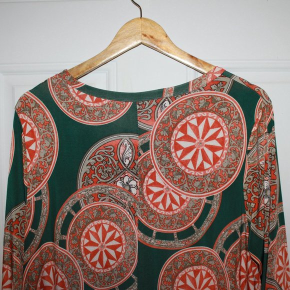 LIMITED TIME SALE: Green and Orange Boho Mini Dress Size 3XL - Picture 7 of 10